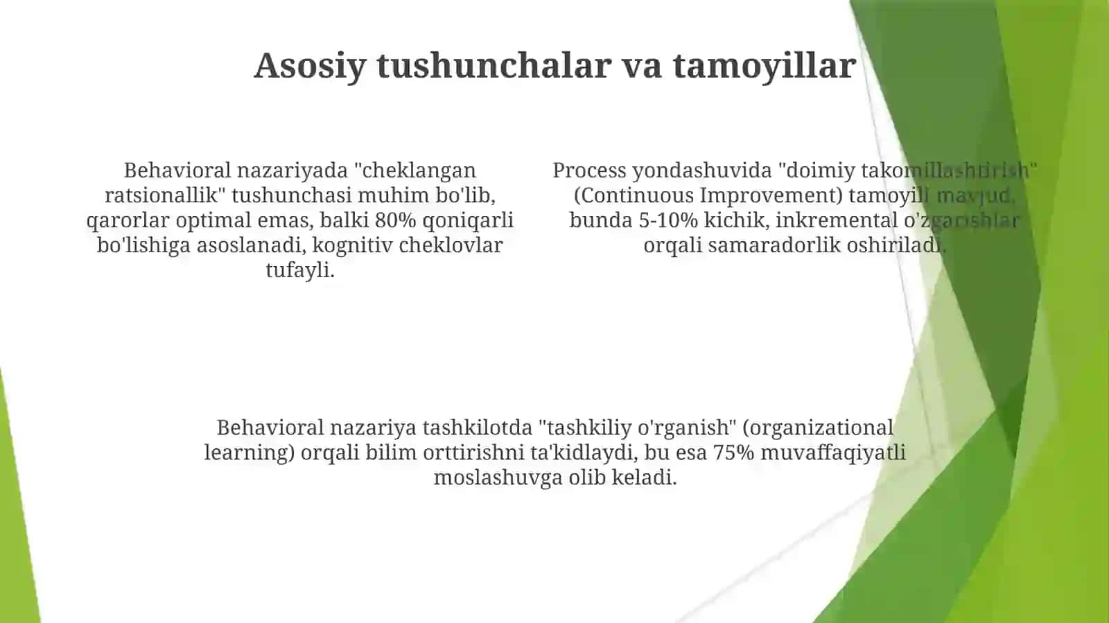 Jarayon yondashuvi va korxonaning xulq atvor nazariyasi Sanjar Bobonazorov 4