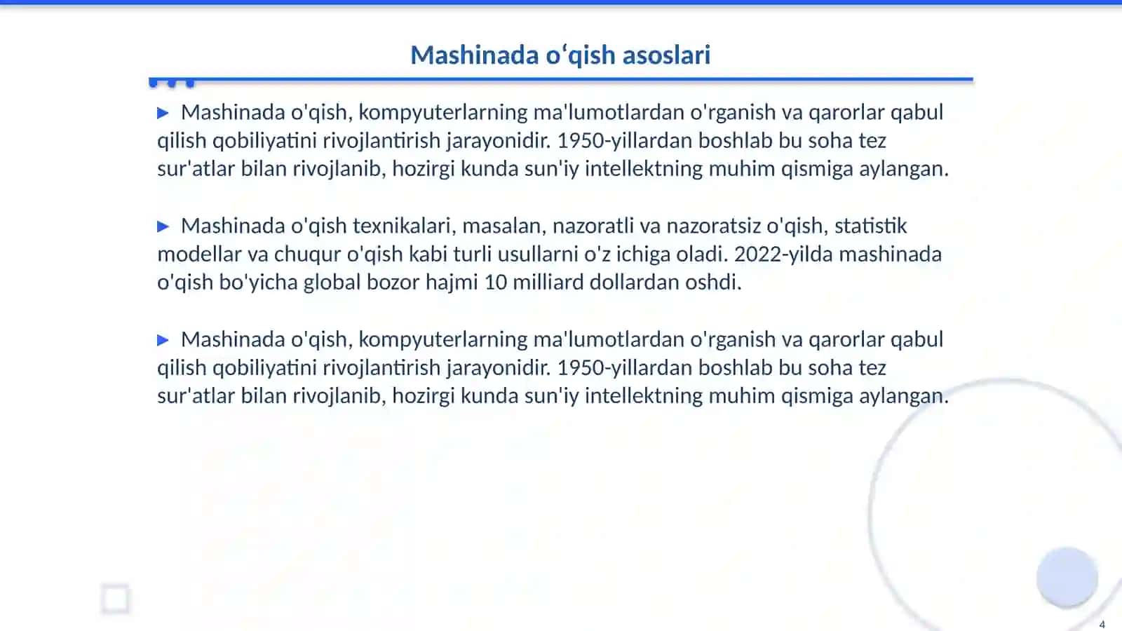 Korpuslar va mashinada oʻqish texnikalari 4