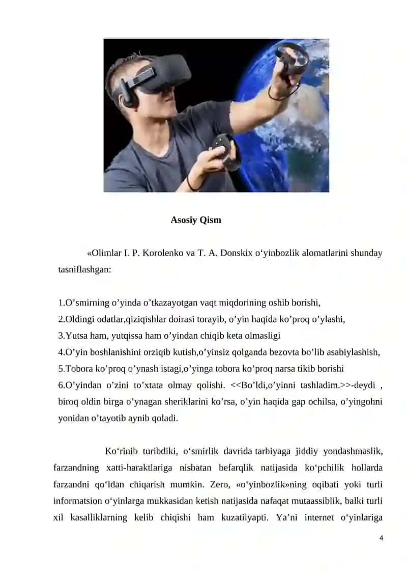 Virtual o’yinlarning asoratlari va Virtual tutqunlikka qarshi 4