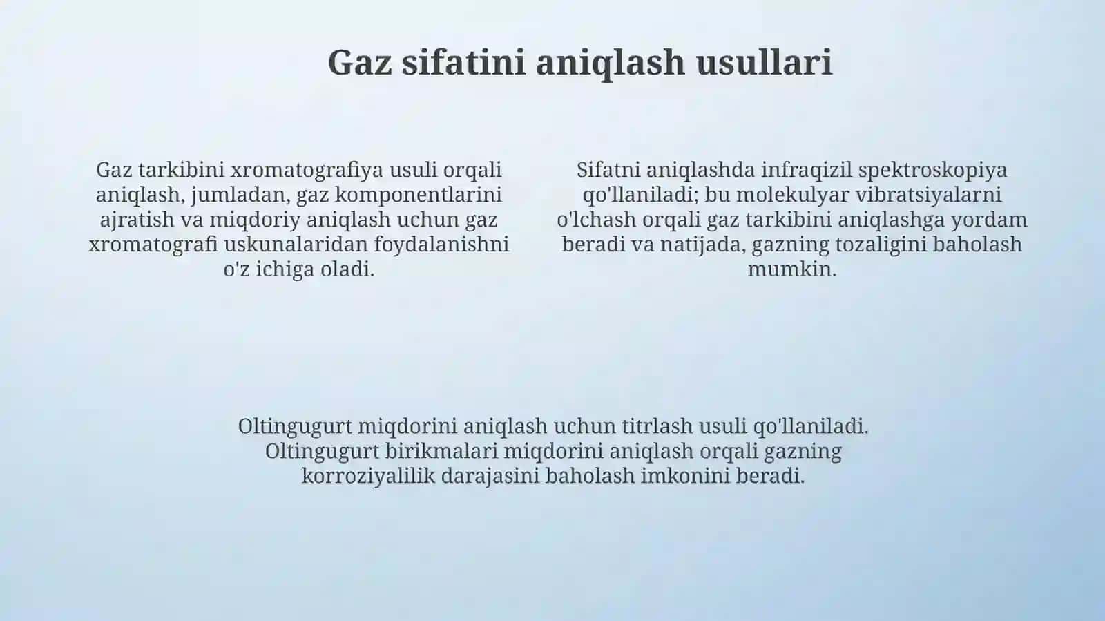 Biznes reja yaratish. Eng sifatli gaz qanday aniqlanadi 4