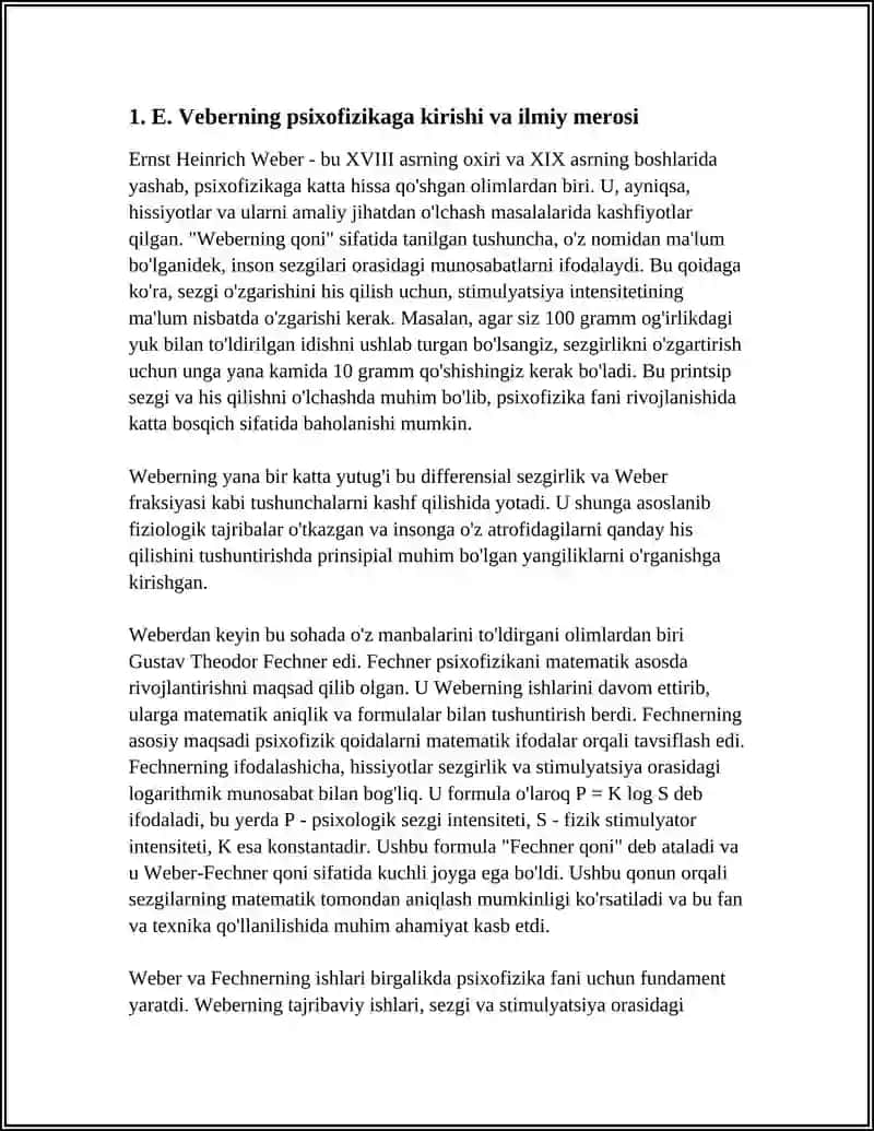 PSIXOFIZIKA FANINI SHAKLLANTIRISHDA E.VEBER VA T.FEXNER TADQIQOTLARINING O'RNI 4