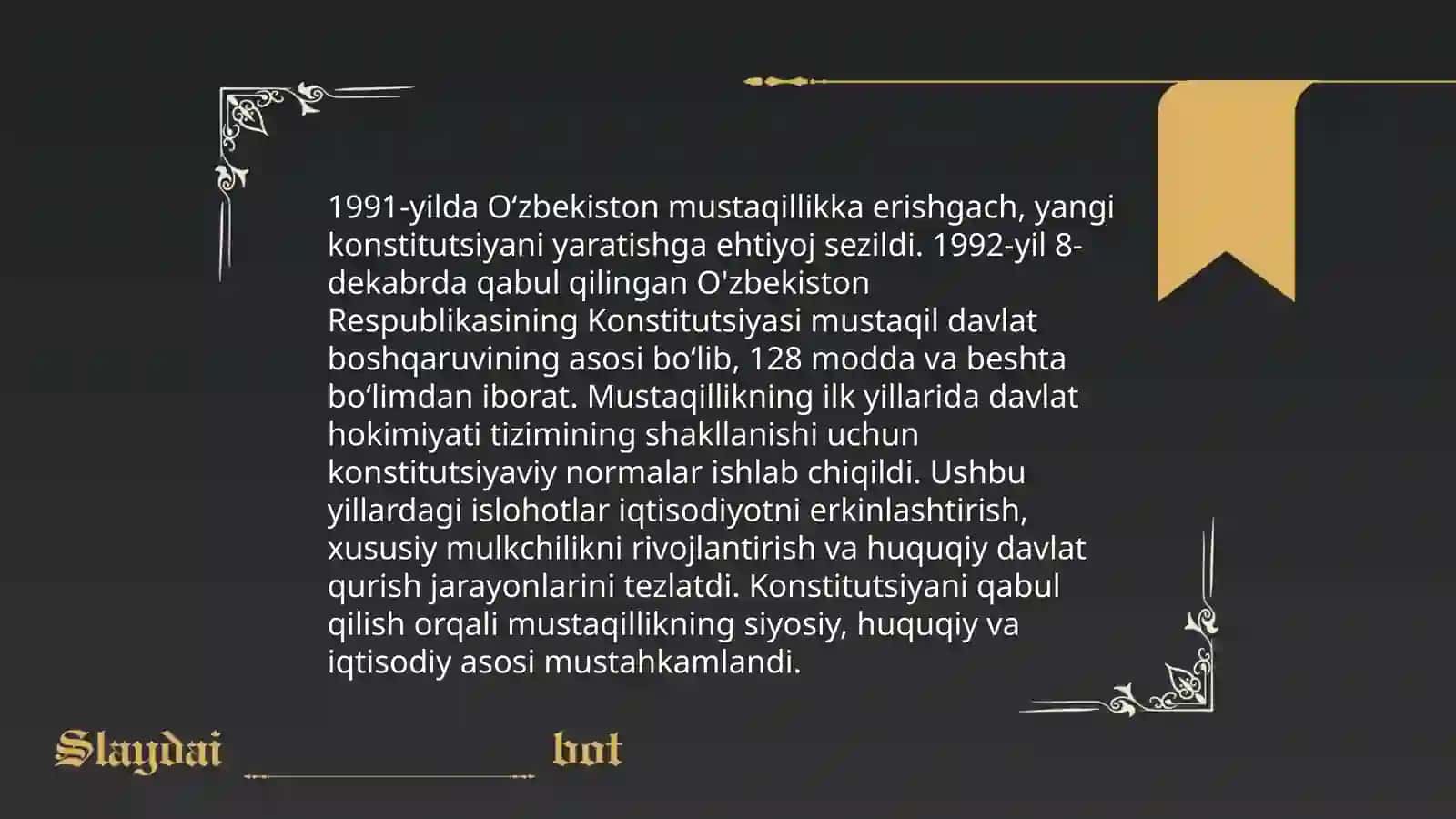 O'zbekiston Respublikasining Konstitutsiyasi yaratilish tarixi 4