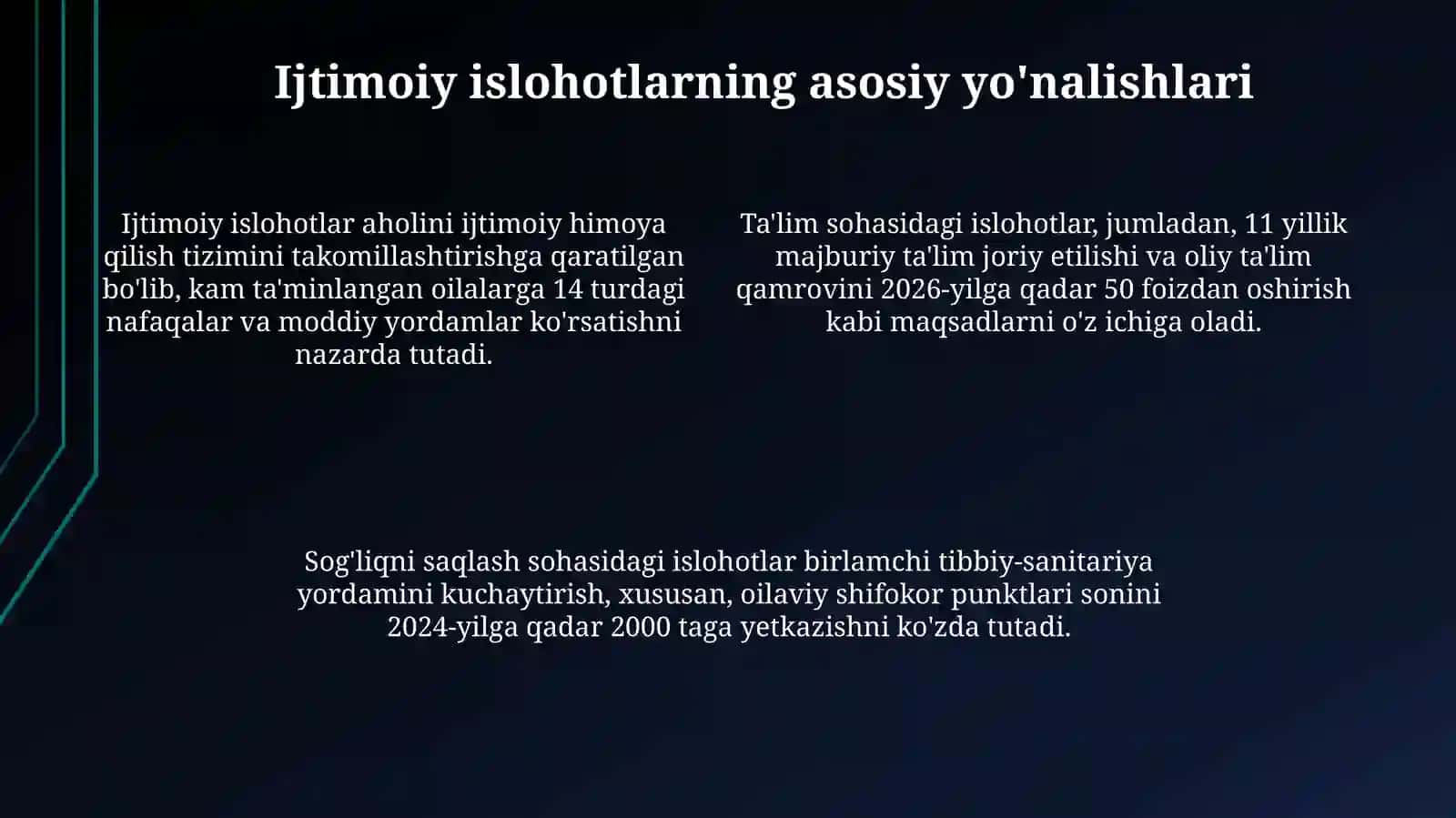 O‘zbekistonda ijtimoiy sohada amalga oshirilayotgan o‘zgarishlar mazmun vamohiyati 4