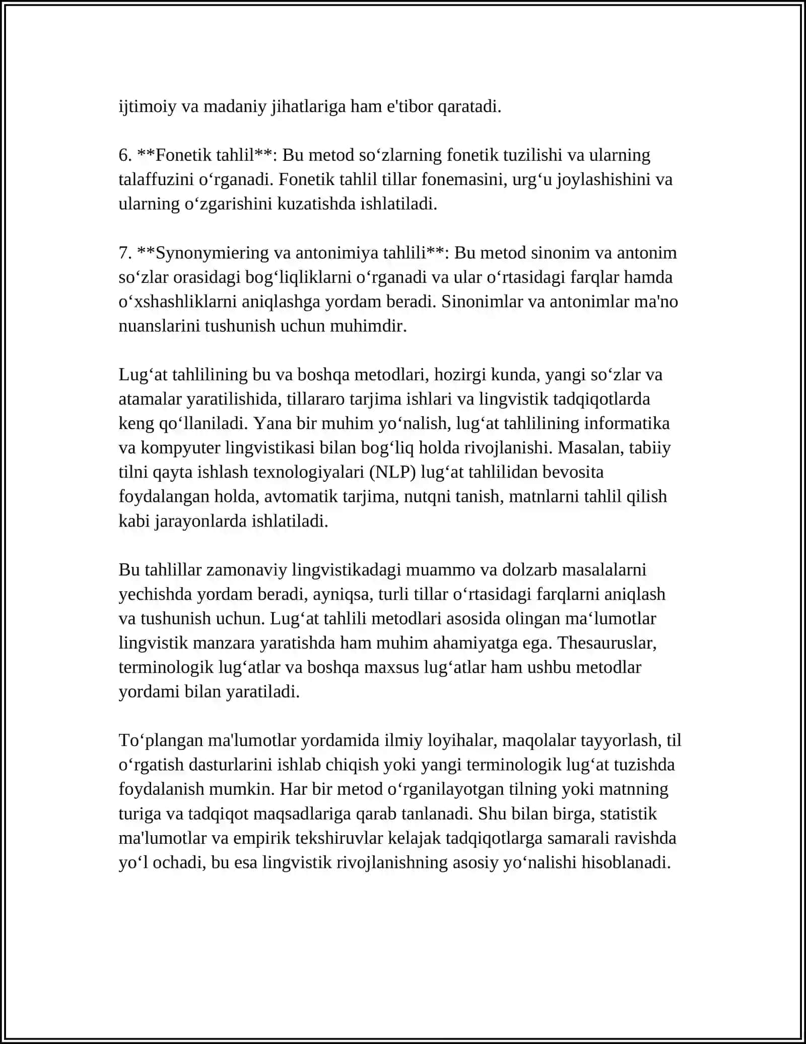 LUG'AT USTUDA ISHLASH NUQTAI NAZARIDAN MASHQ MATERIALLARINI TAHLIL QILISH 4