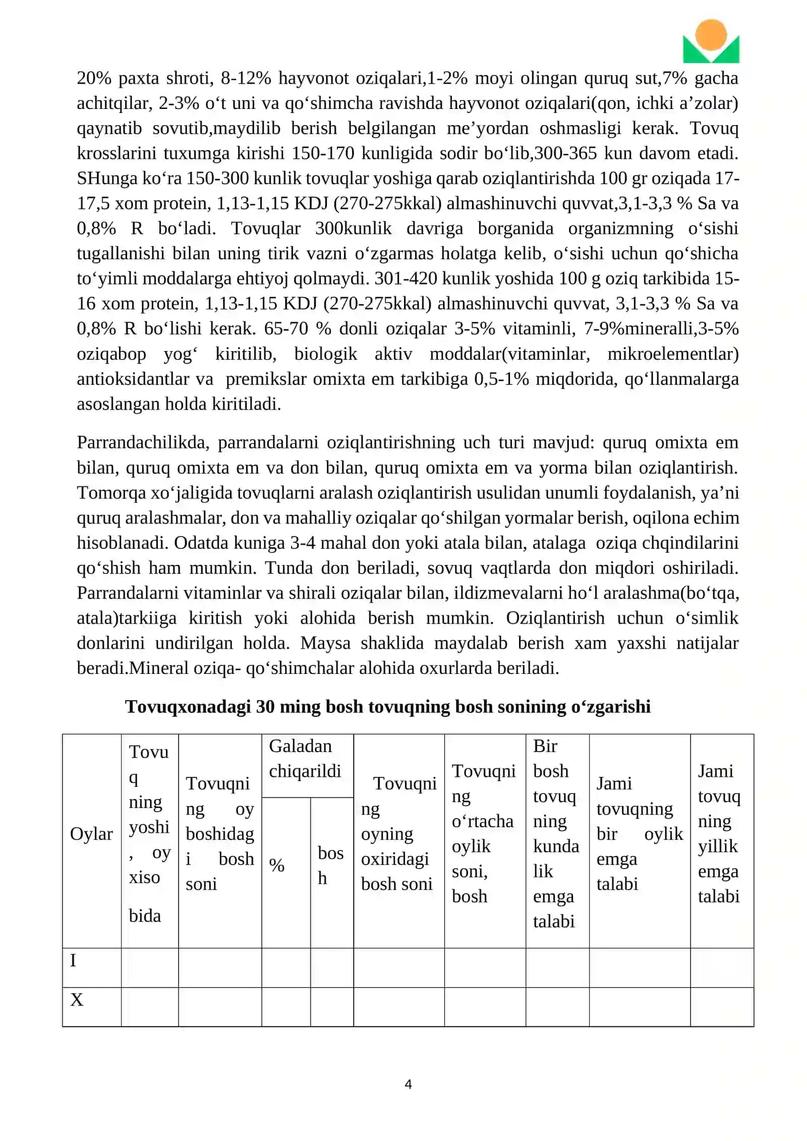 Tuxum va go’sht yo’nalishidagi parrandalarni quriq omixta yem bilan oziqlantirish 4