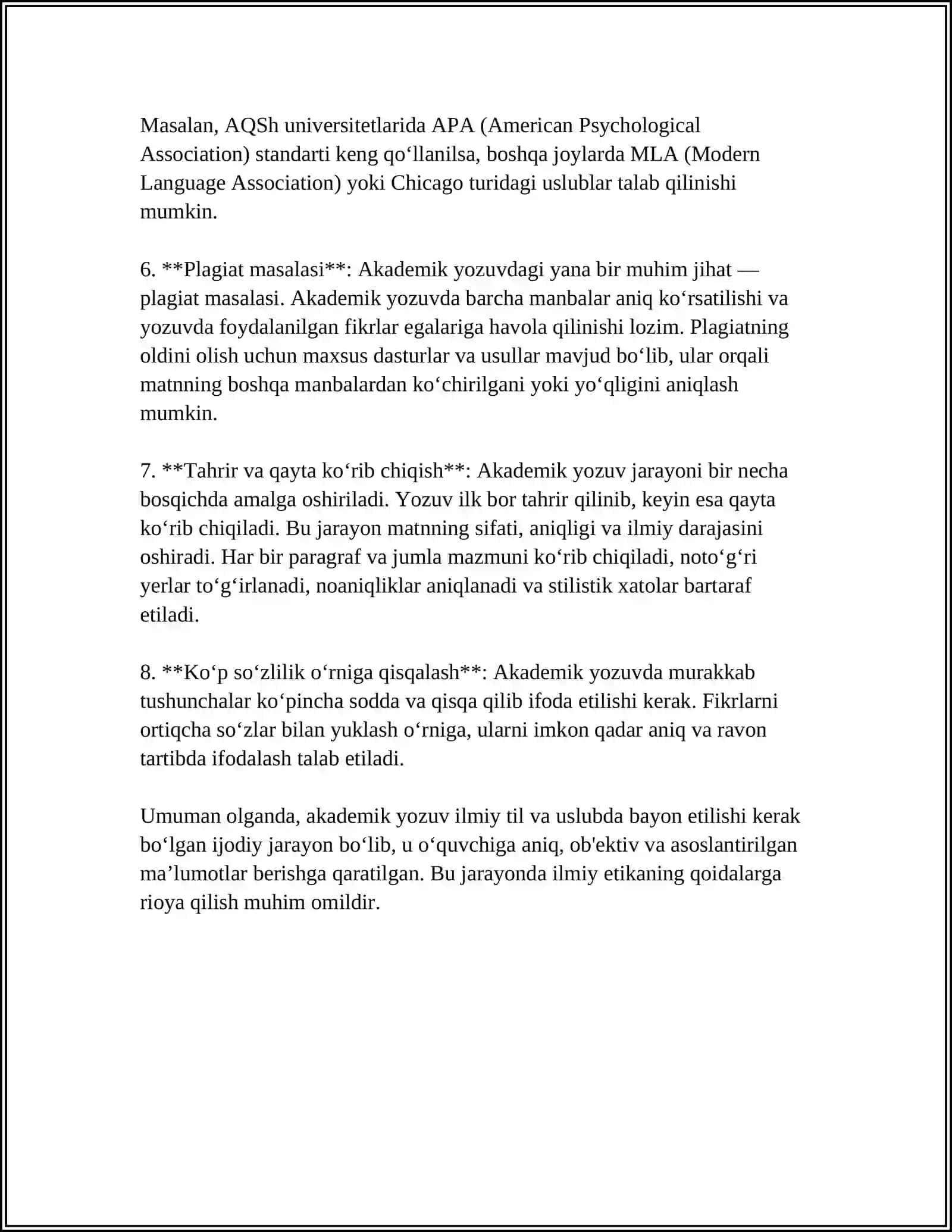 AKADEMIK YOZUV TEXNIKALARI:SAMARALI MATN TUZISH VA YOZISH 4