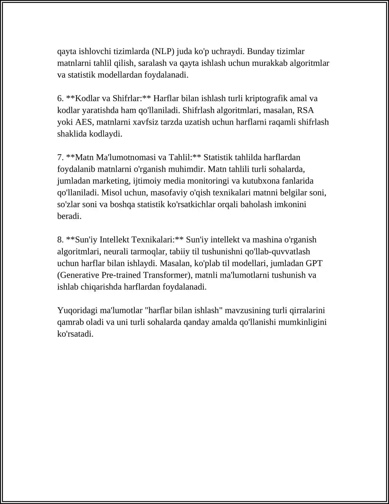 WORD MATN MUHARRIRIDA SHRIFTLAR BILAN ISHLASH 4