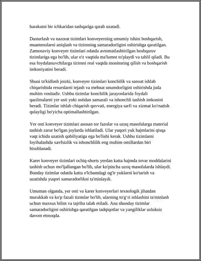 Yer osti va karar konveyerlarining umumiy tuzilishi va asosiy elementlari 4