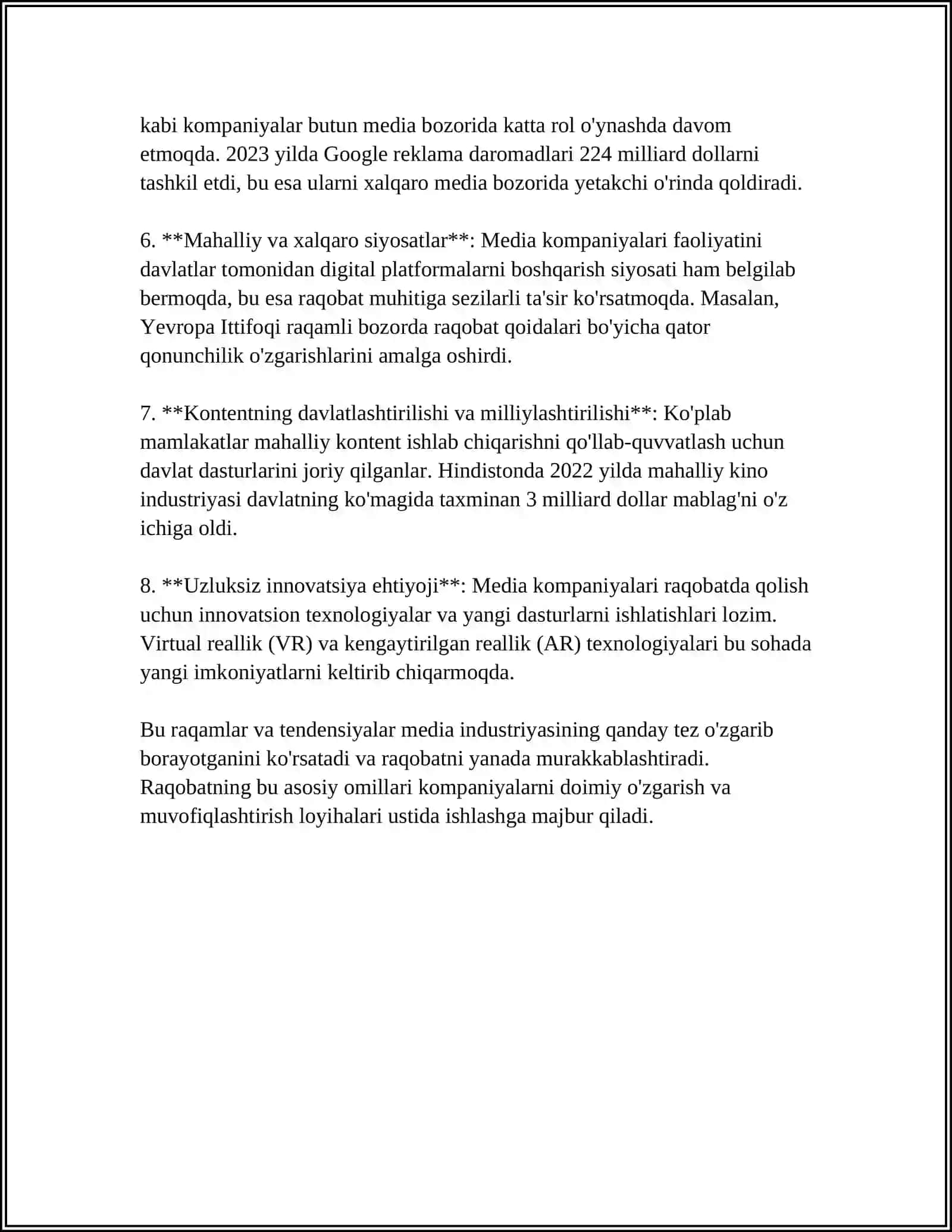 Jahon media va axborot makonida raqobat muhit 4