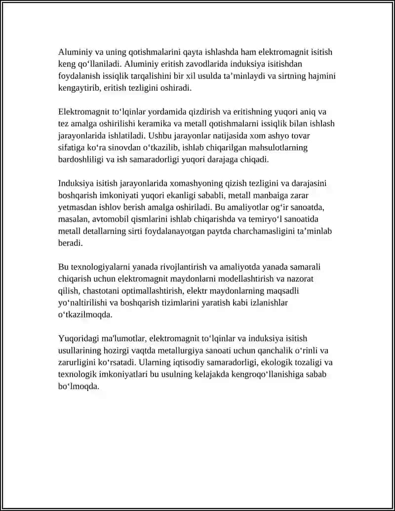 ELEKTROMAGNIT TO’LQINLAR VA ULARNING METALLURGIYA VA METROLOGIYADA QO’LLANISHI 4