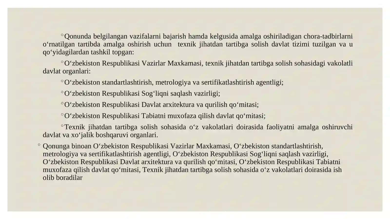 Ozbekiston Respublikasining "Tеxnik jihаtdаn tartibga solish to'g'risida"gi qonunini o'rganish 4