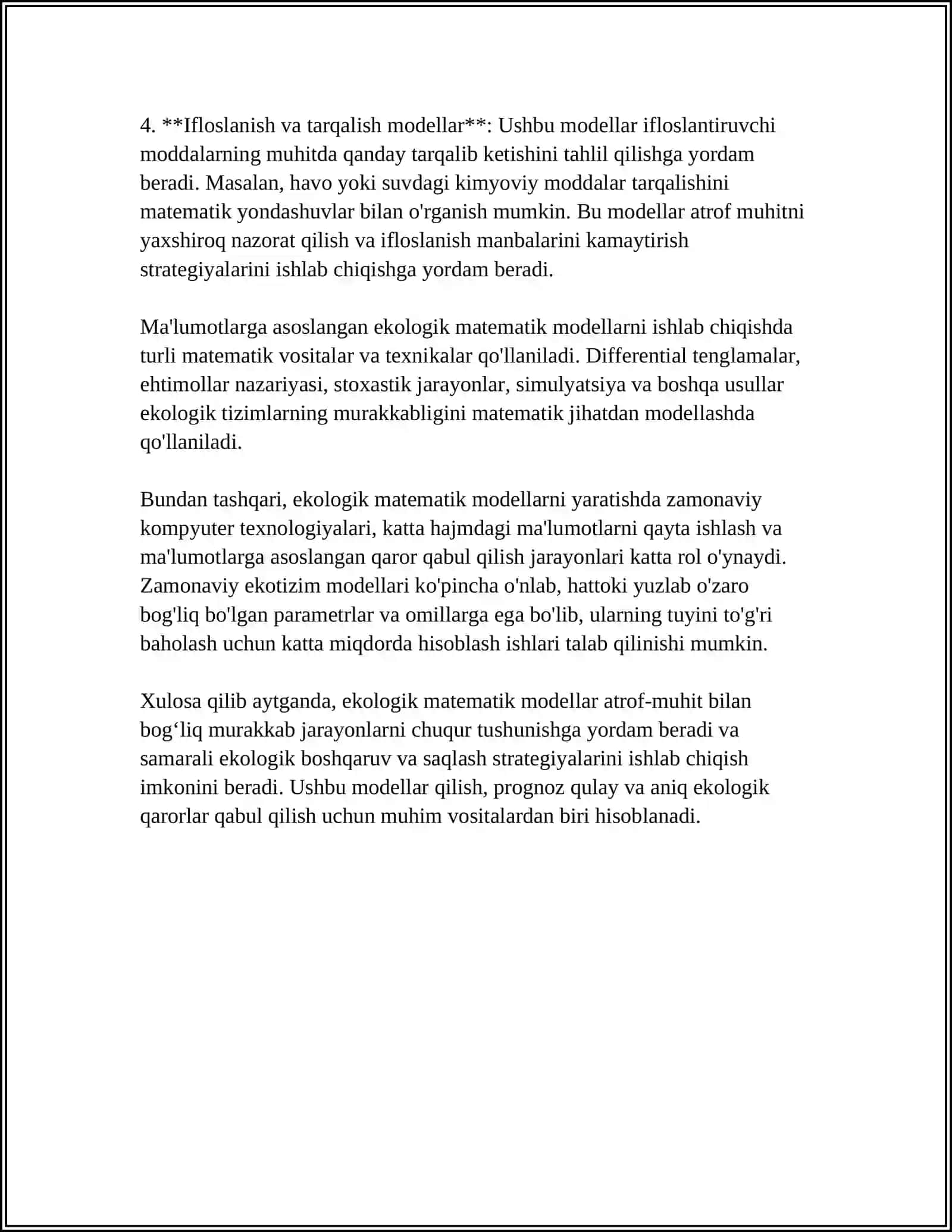 EKOLOGIK-MATEMATIK MADELLAR 4
