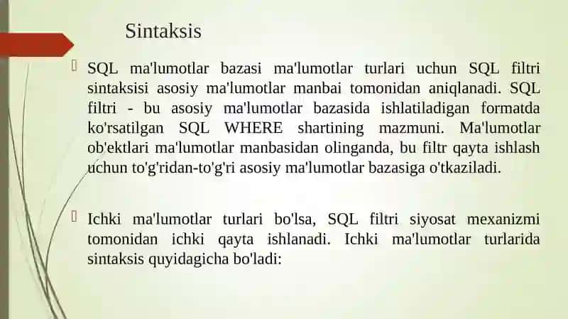 SQL ma'lumotlar bazasi 4