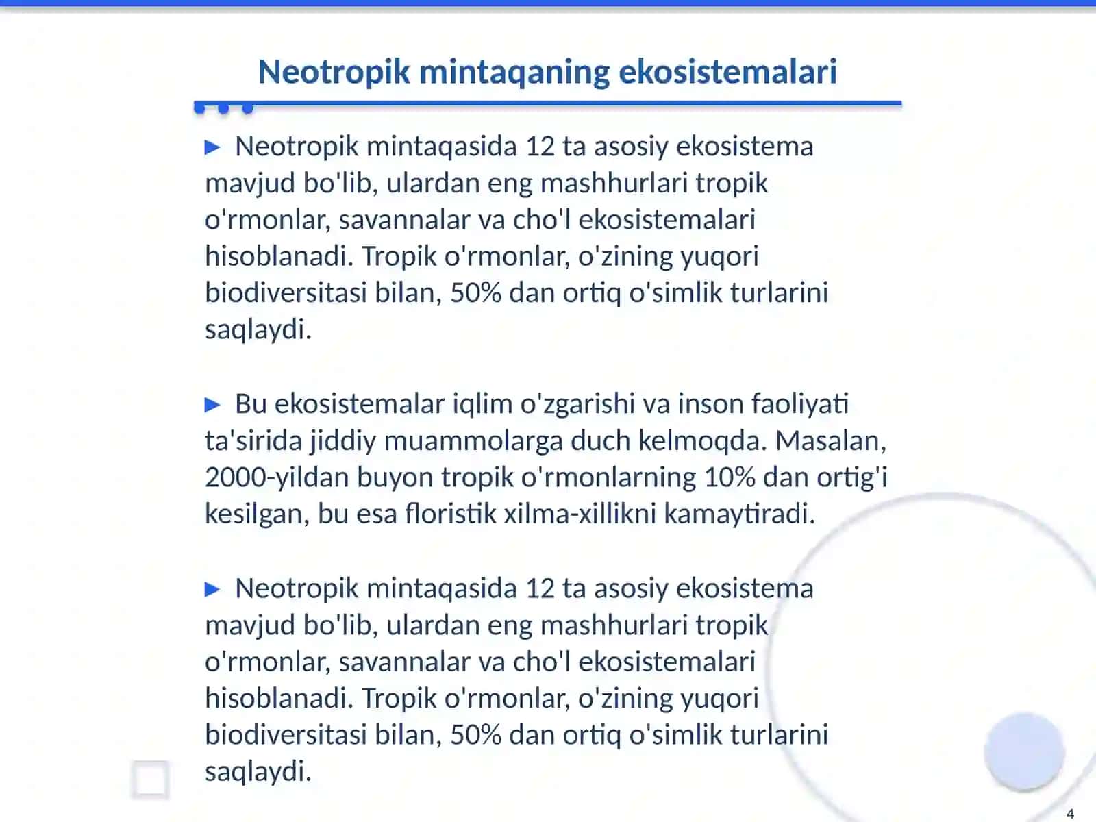 Neotropik floristik olami va uning kichik olamlarini kontur xaritaga tushirish 4