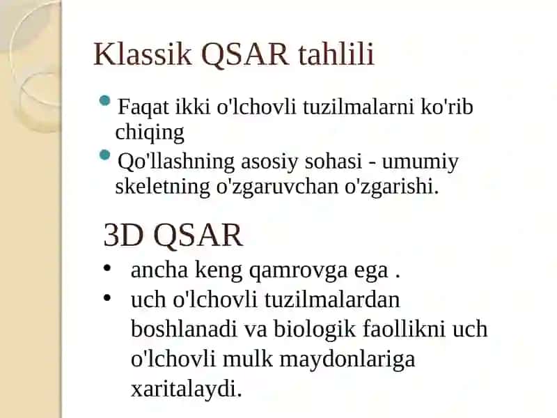 Birikmalarning biologik faolligini baholashning nazariy usullari 4