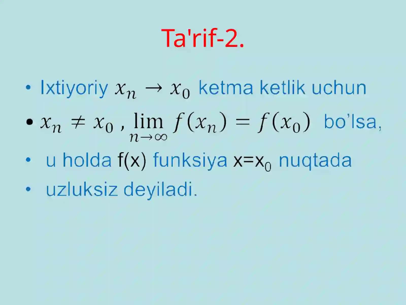 Funksiyalarni taqqoslash va funksiyaning uzluksiz tariflari mavzusida tayyor taqdimot 4