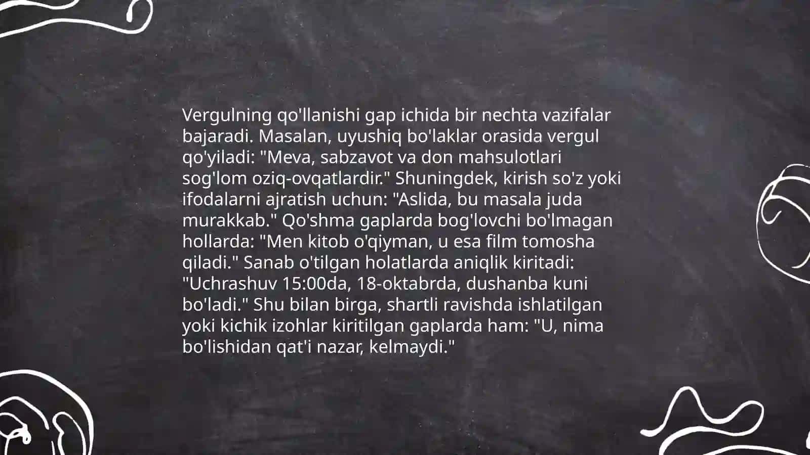 Tinish belgilarining gap ichida qo'llanishi 4