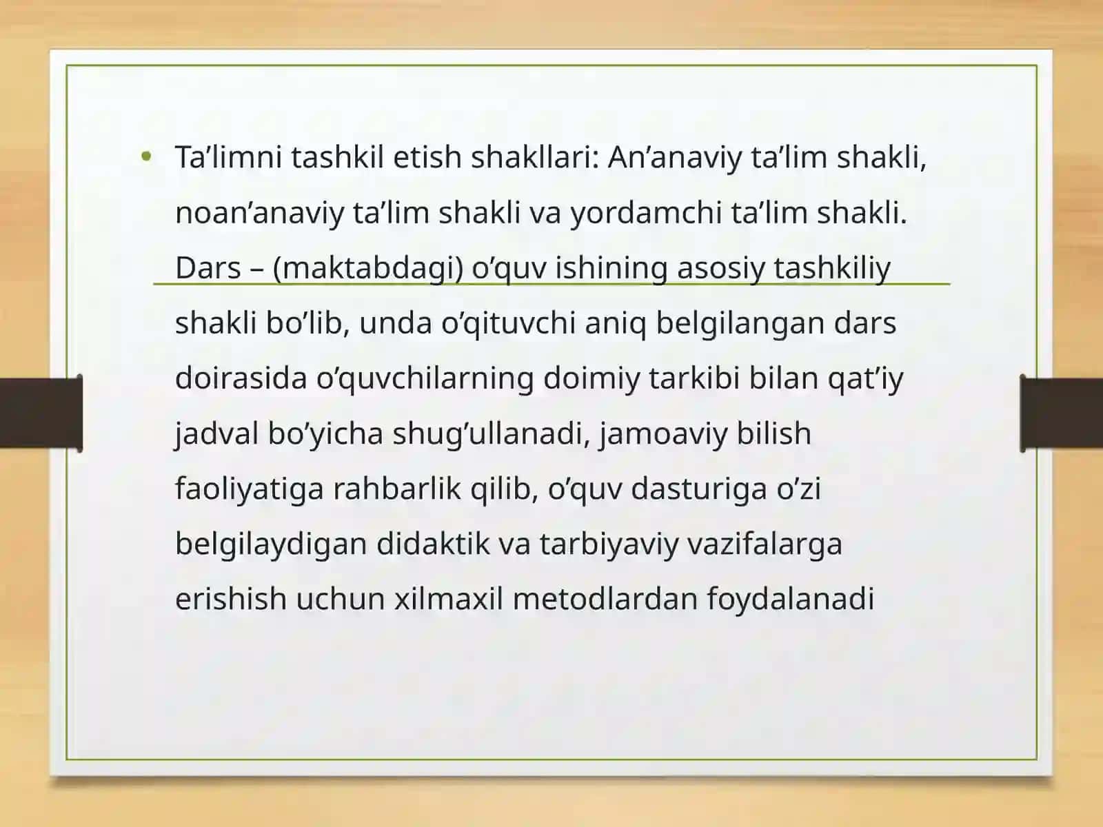 Ta’limni tashkil etish turlari va shakllari 4