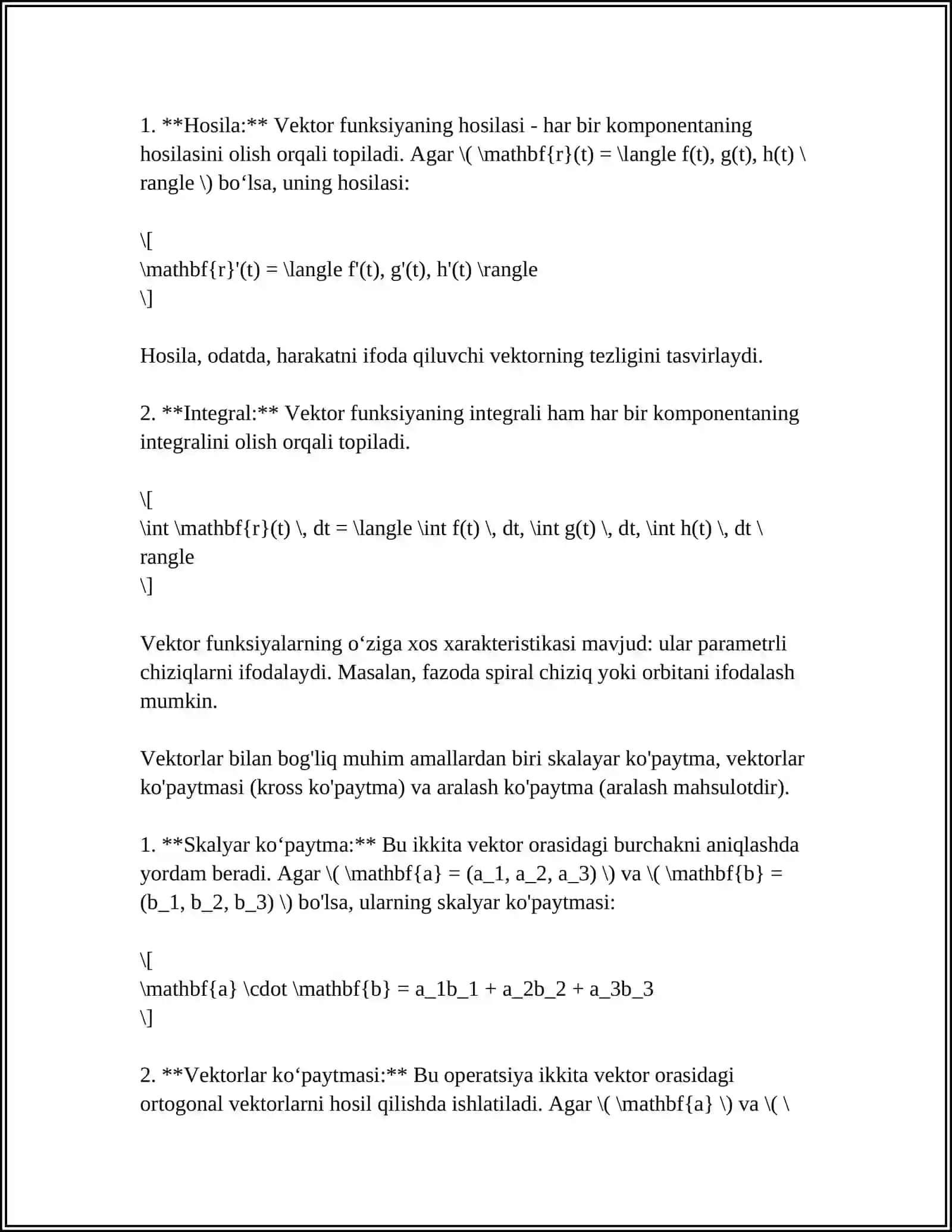 "VEKTOR FUNKSIYALARINING KOMPYUTER GRAFIKASIDAGI TATBIQLARI" 4