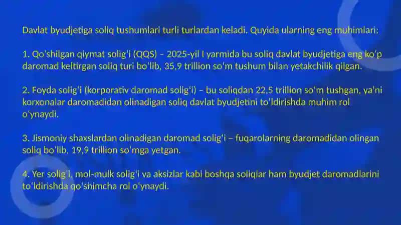 Davlat budjeti daromadlarini shakllantirishda soliqlarning tutgan o’rni va ahamiyati 4