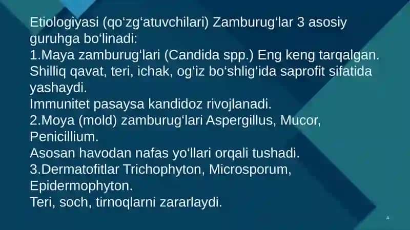Zamburug‘ infeksiyalari.Mikoz.Kandidoz 4