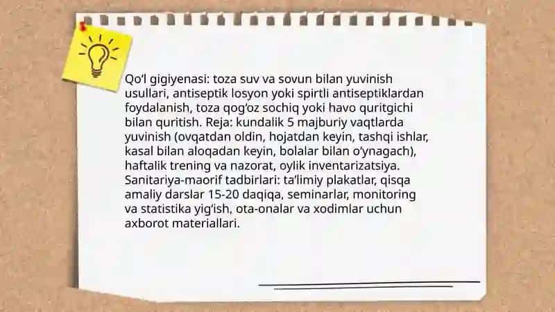 Shaxsiy gigeyna.Sanitariya maorif ishini tashkil etishi 4