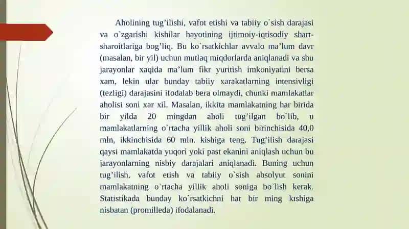 Aholi harakatining statistik ko'rsatgichlari 4