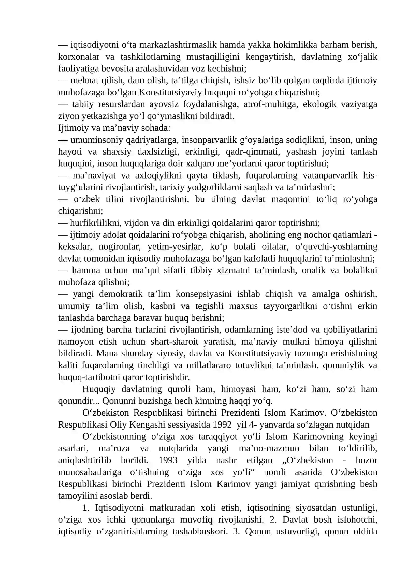 O‘zbekistonning O‘ziga Xos Istiqlol va Taraqqiyot Yoli 4