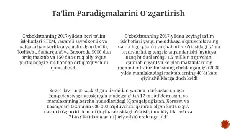 Ta'lim sohasida amalga oshirilgan islohotlar 4