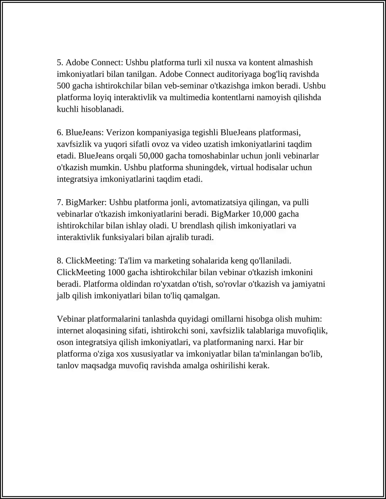 VEBINAR PLATFORMASIDA KONFRENSIYA YARATISH 4