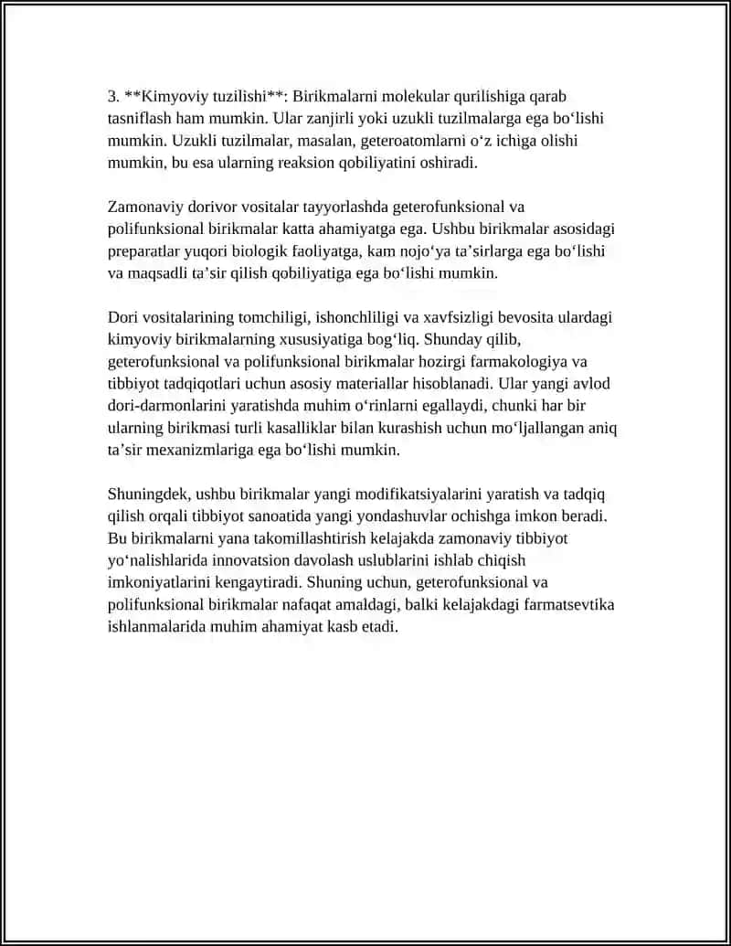 GETEROFUNKSIONAL VA POLIFUNKSIONAL BIRIKMALAR ASOSIDA ISHLAB CHIQARILGAN ZAMONAVIY DORI VOSITALARI 4