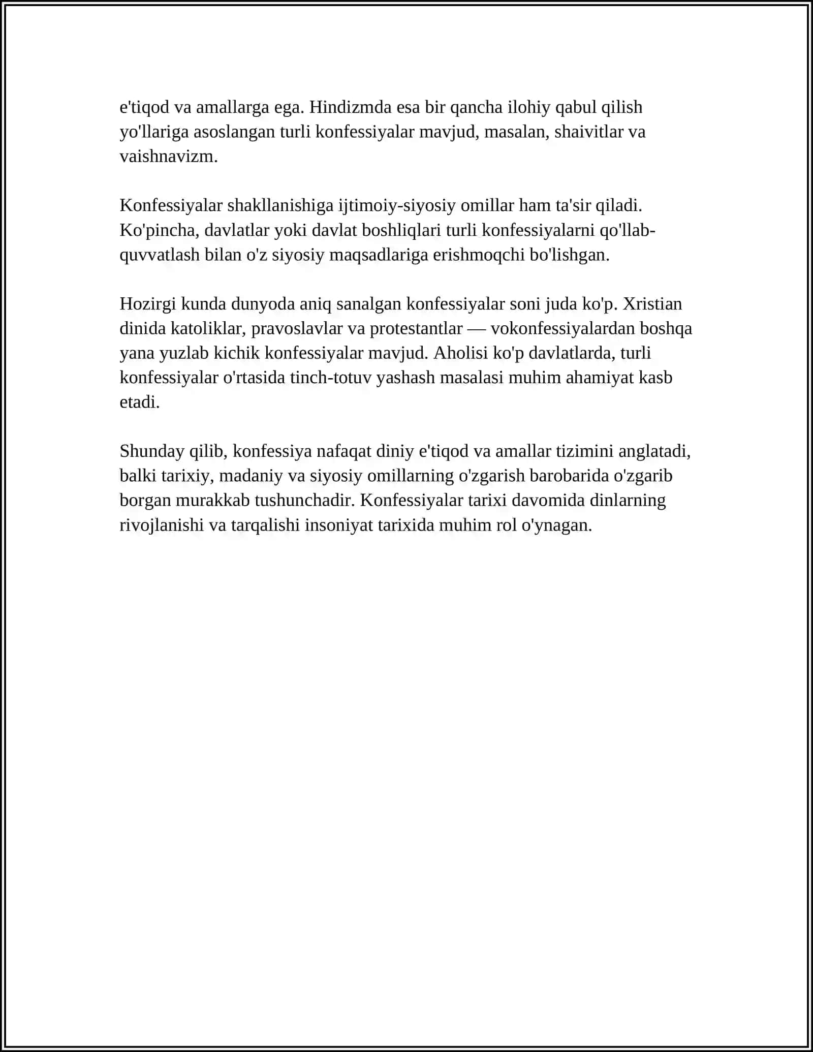 Konfessiya Tushunchasining Mohiyati va Oʻzbekistonda Faoliyat Yurituvchi Diniy Konfessiyalarning Tasnifi 4