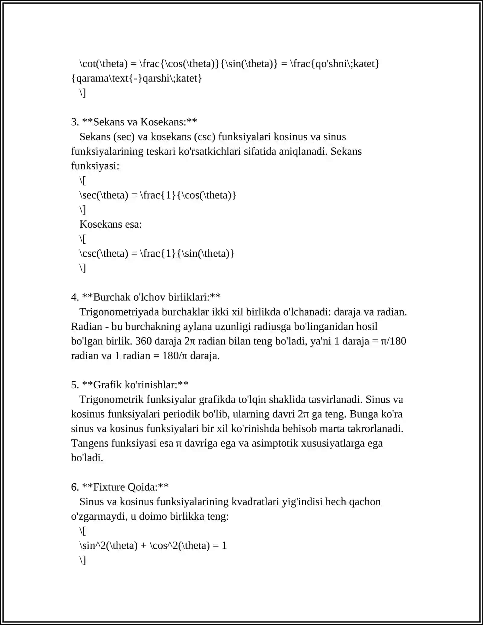 TRIGONOMETRIYA ELEMENTLARI MAVZUSINI OʻQITISHNING MAQSAD VA MAZMUNI 4