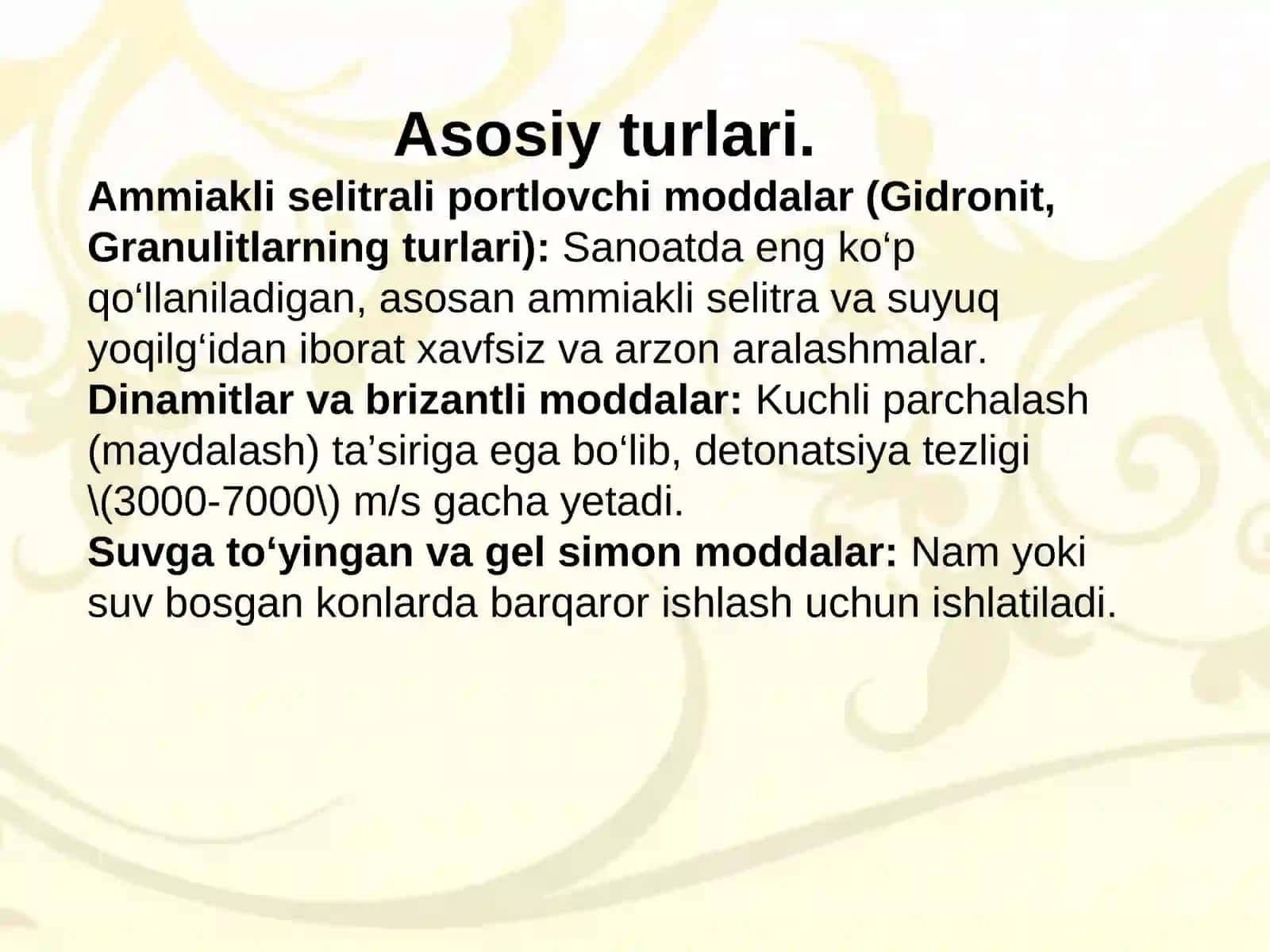 Sanoatda qo`llaniladigan PM zaryadlarini portlatish vositalari (PV) va qo`llanilish sharoitlari 4