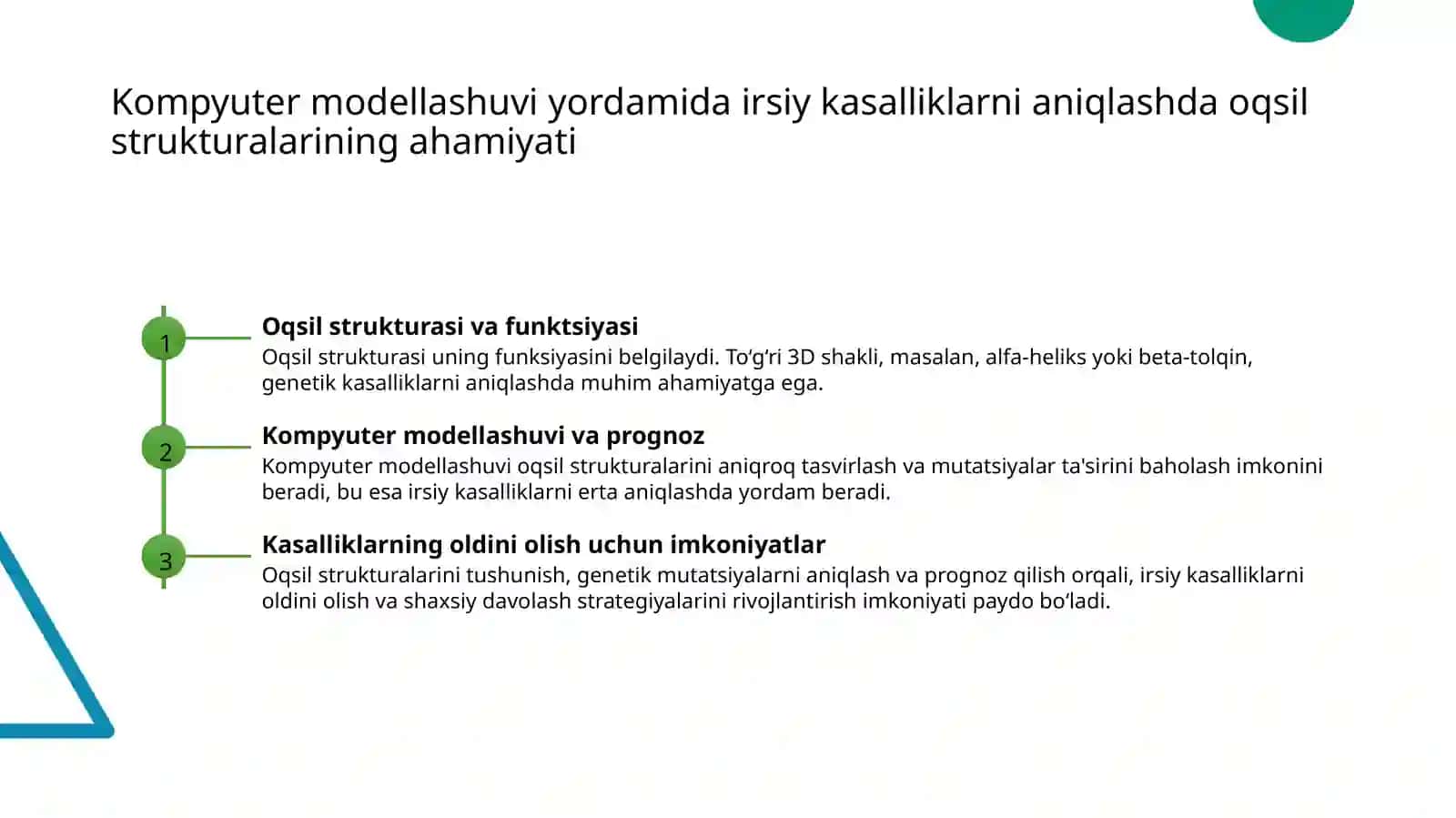 Oqsillar strukturasini bashorat qilish va irsiy kasalliklarni erta aniqlash usullari 4