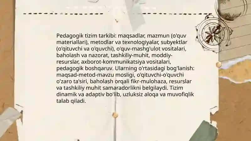 O'qitish jarayoni yaxlit tizim 4