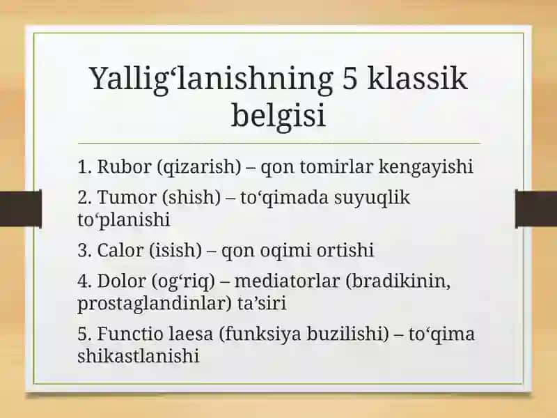 Surunkali yallig‘lanish. Yallig‘lanishning tizimli ta’sirlari. Hujayra reparatsiyasi 4