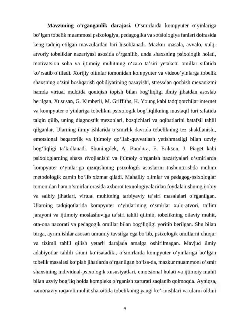 Oʻsmirlarda kompyuter oʻyinlariga boʻlgan tobelikning psixologik omillari 4