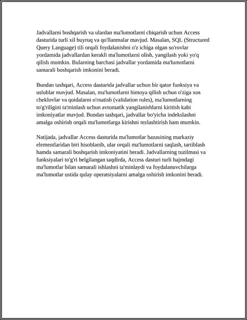 ACCESS DASTURIDA QANDAY OB'YEKTLARI BOR 4