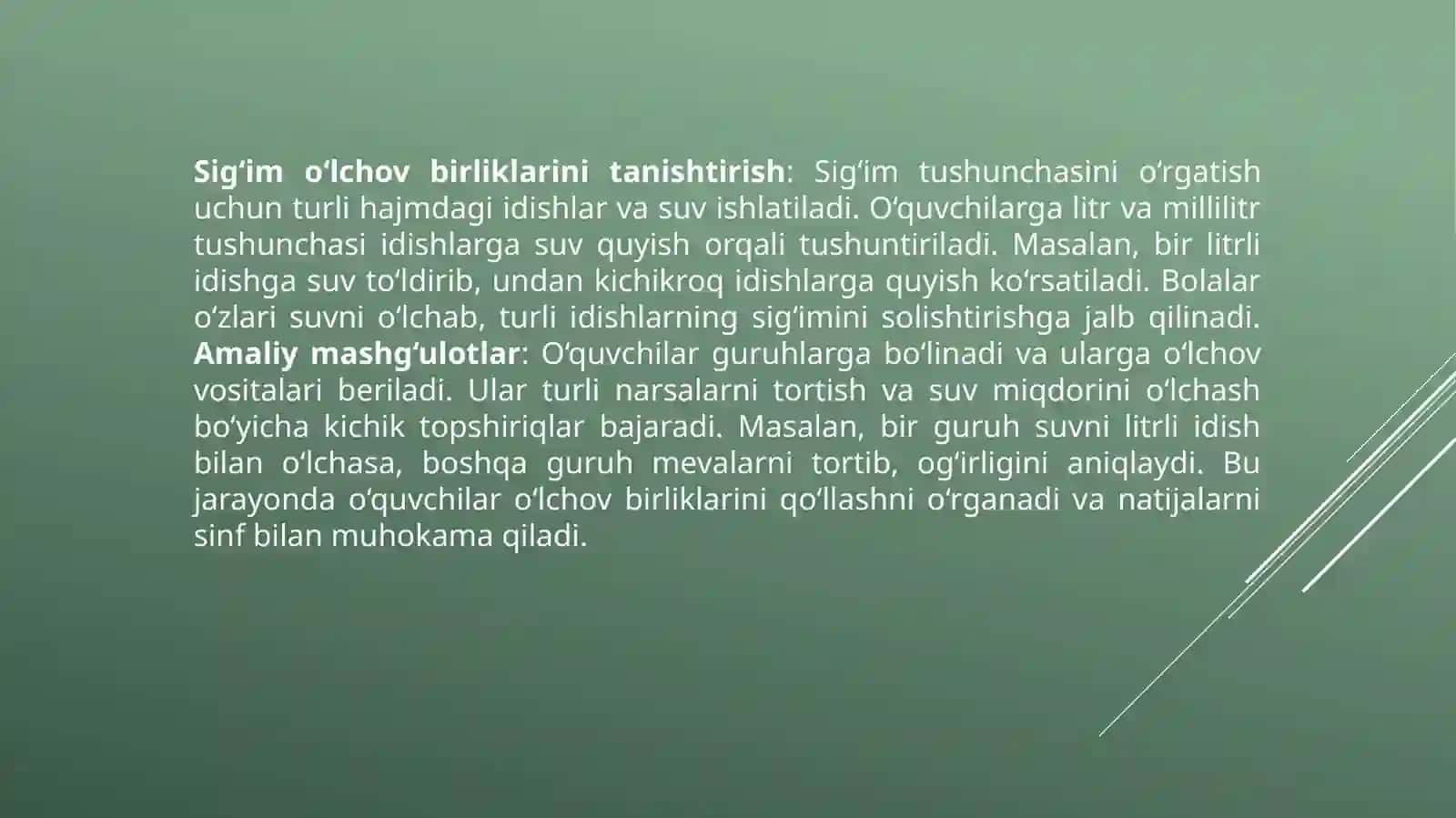 Boshlangich sinflarda massavasigim o'lchov birliklarini organish metodikasi 4