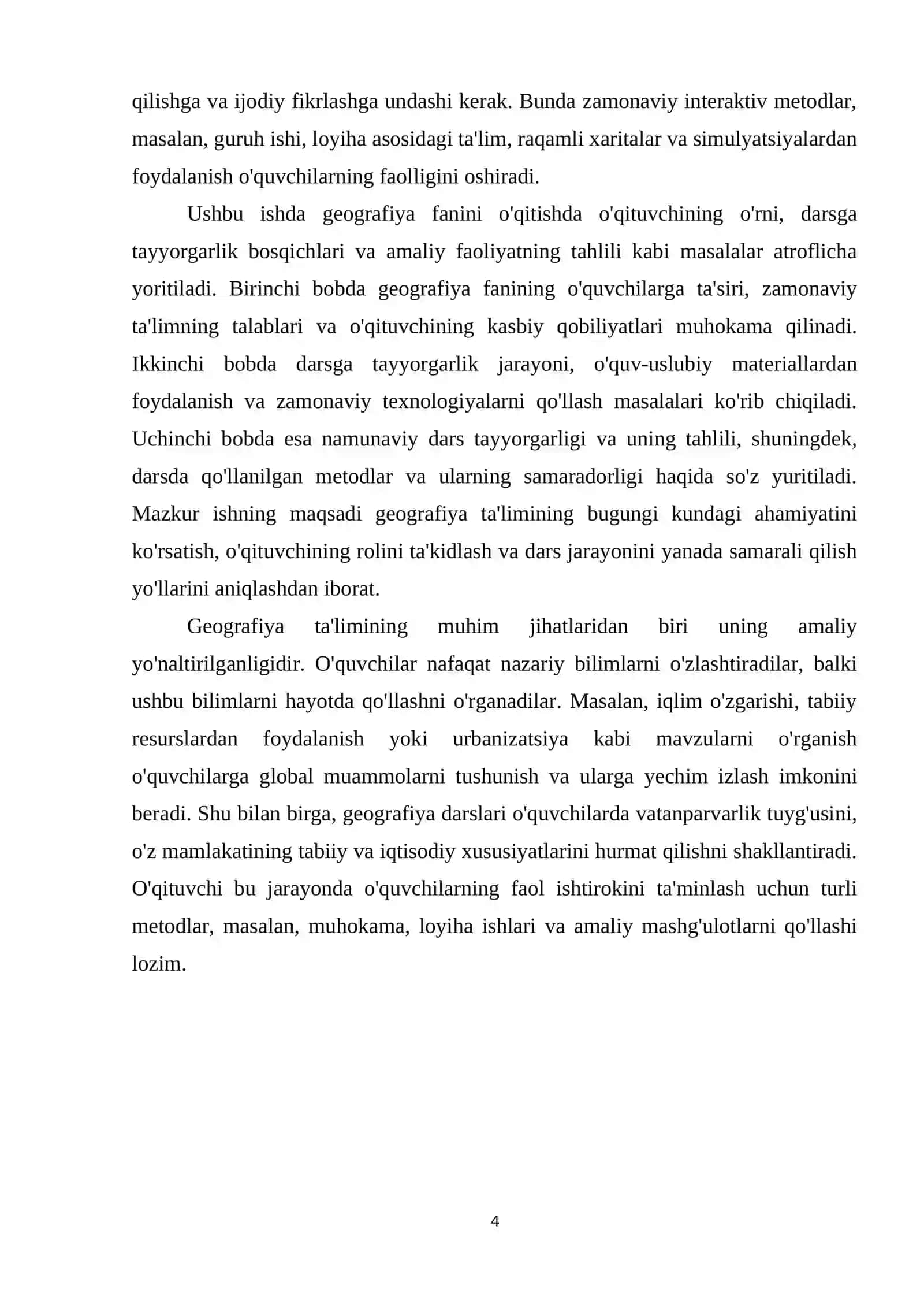 Geografiya va Tabiiy fan o’itish metodikasi 4