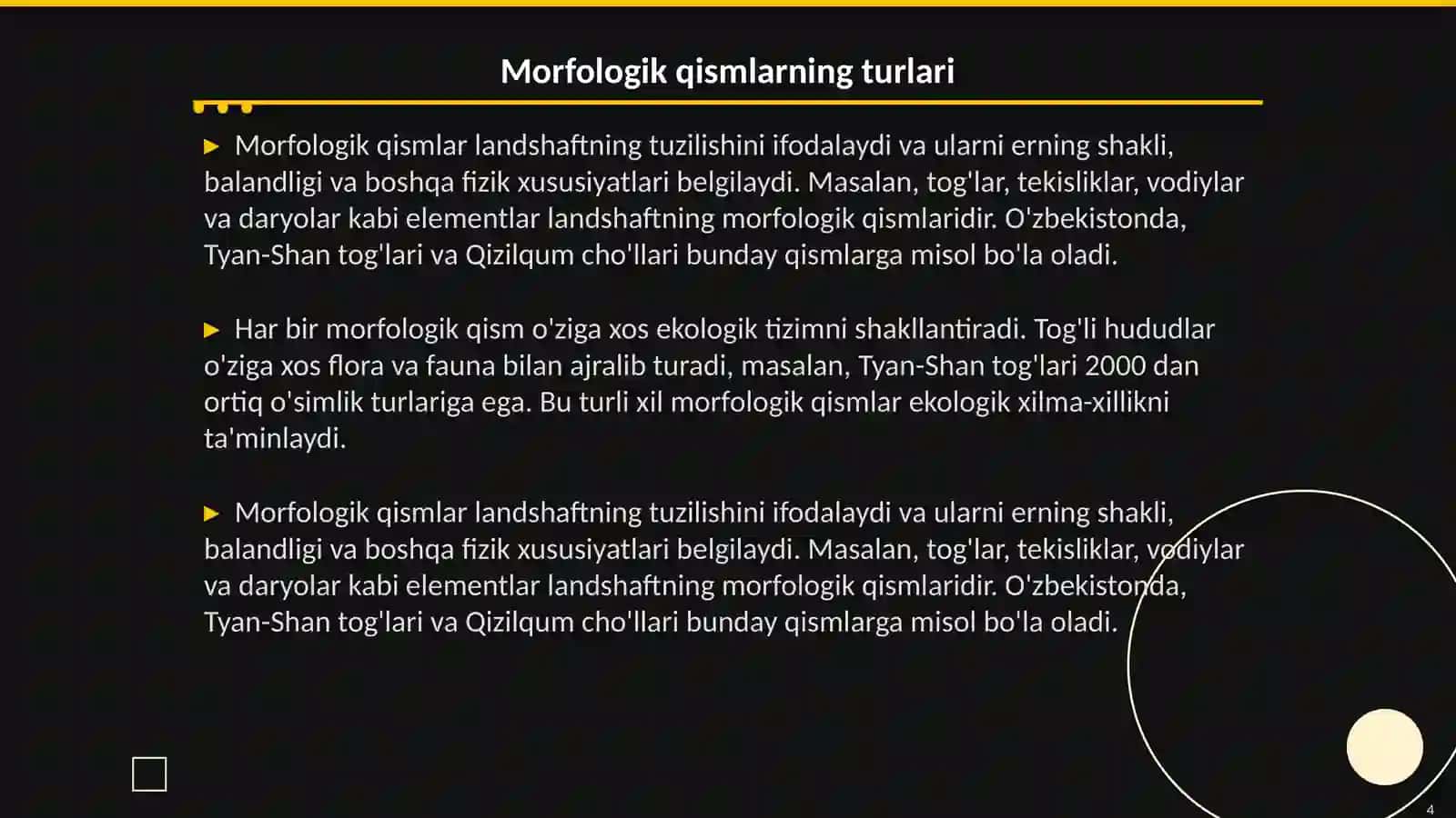 Landshaft komponentlari va morfologik qismlari 4