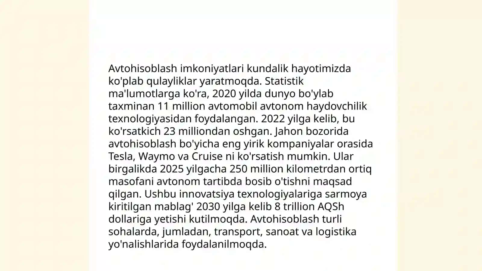 Excel dasturida avtoto'ldirishlar va avtohisoblashlar 4