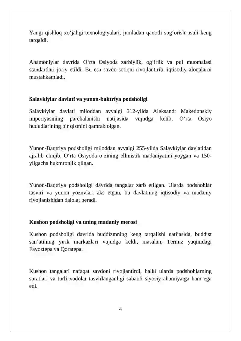 O‘zbek davlatchiligining tarixiy bosqichlari (O‘zbekiston hududidagi davlatlar tarixi misolida) 4