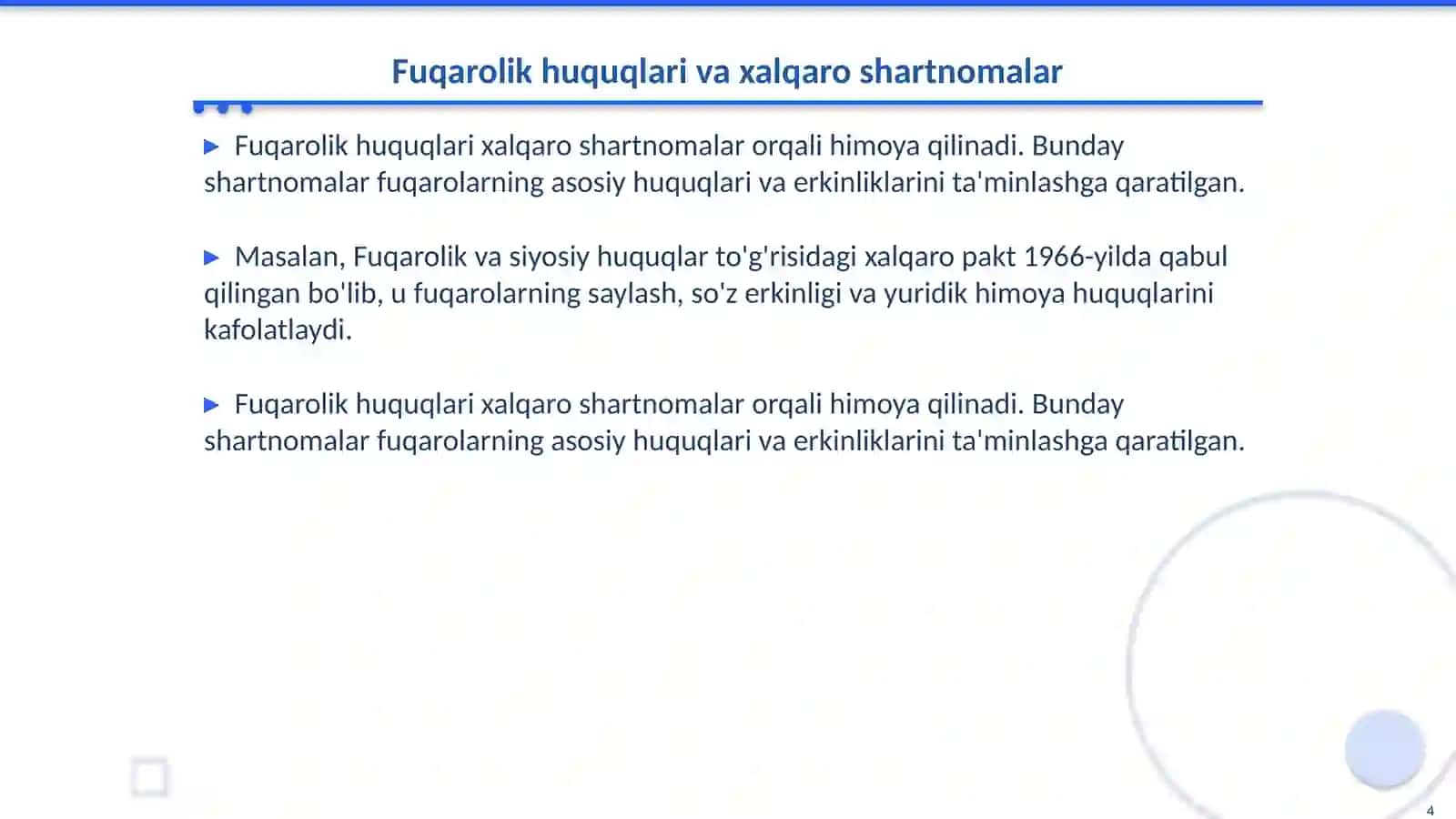 Xalqaro shartnomalar asosida fuqarolarning huquqiy holatlarini taʼminlash 4
