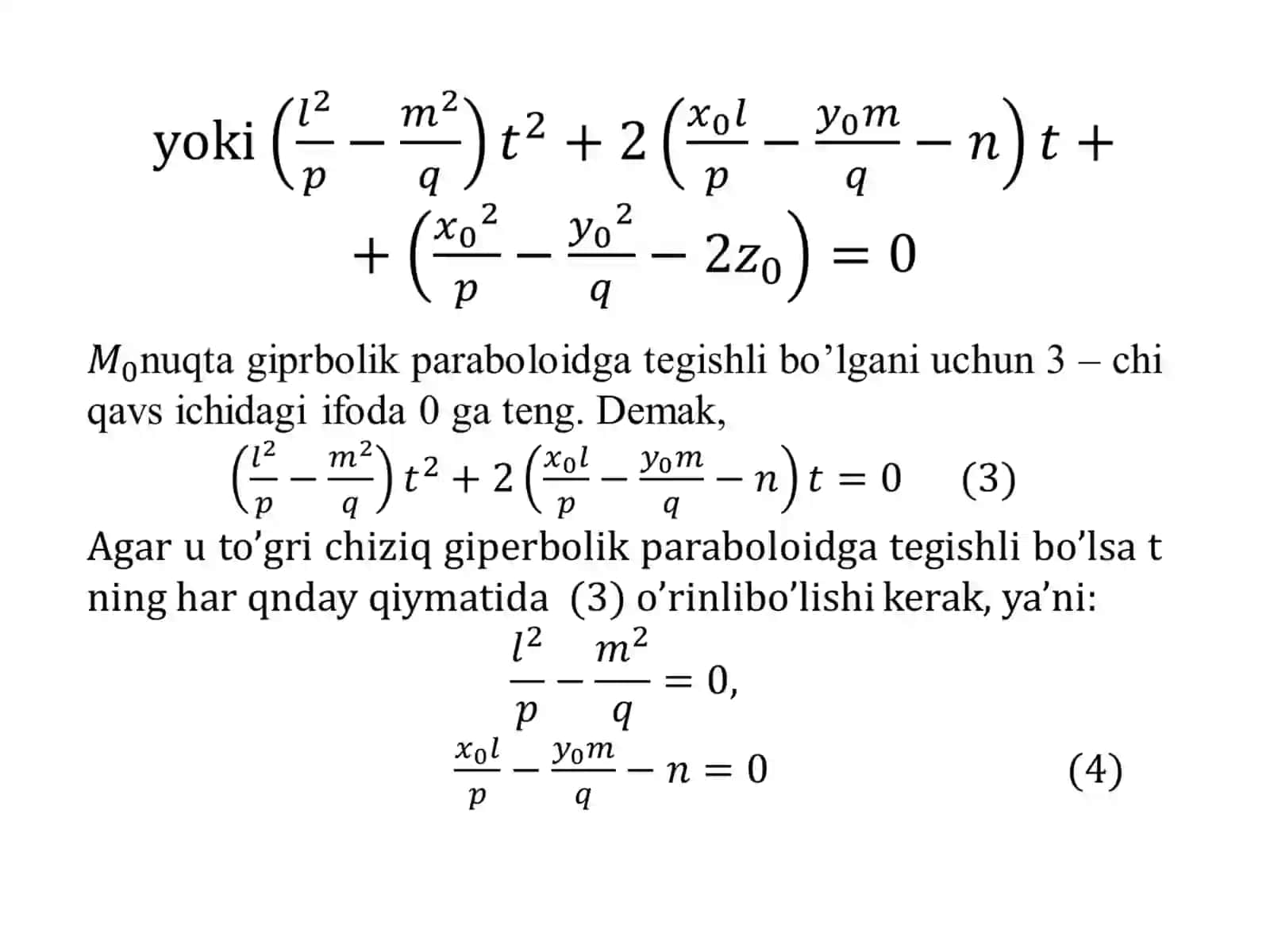IKKINCHI TARTIBLI SIRTLARNING TO’G’RI CHIZIQLI YASOVCHILARI 4