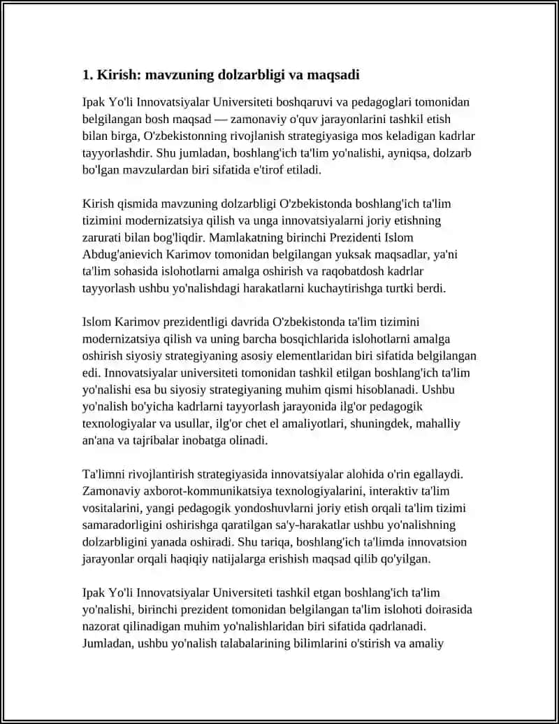 IPAK YO'LI INNOVATSIYALAR UNIVERSITETI BOSHLANG'ICH TA'LIM YO'NALISHI 4