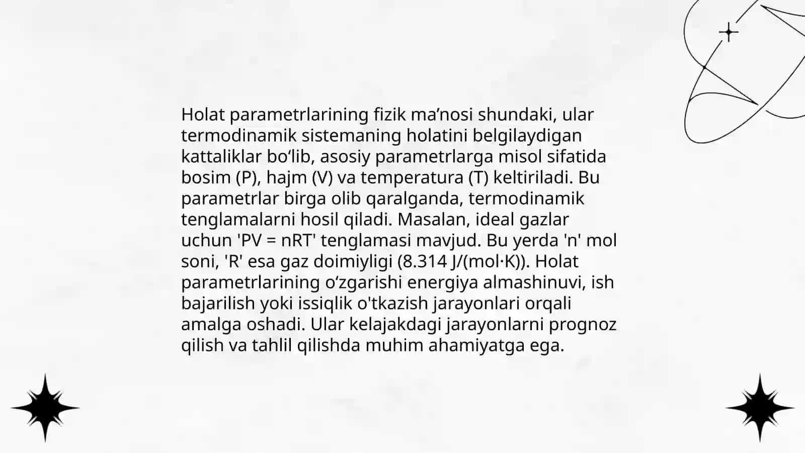 Holat parametrlari va tenglamasi 4