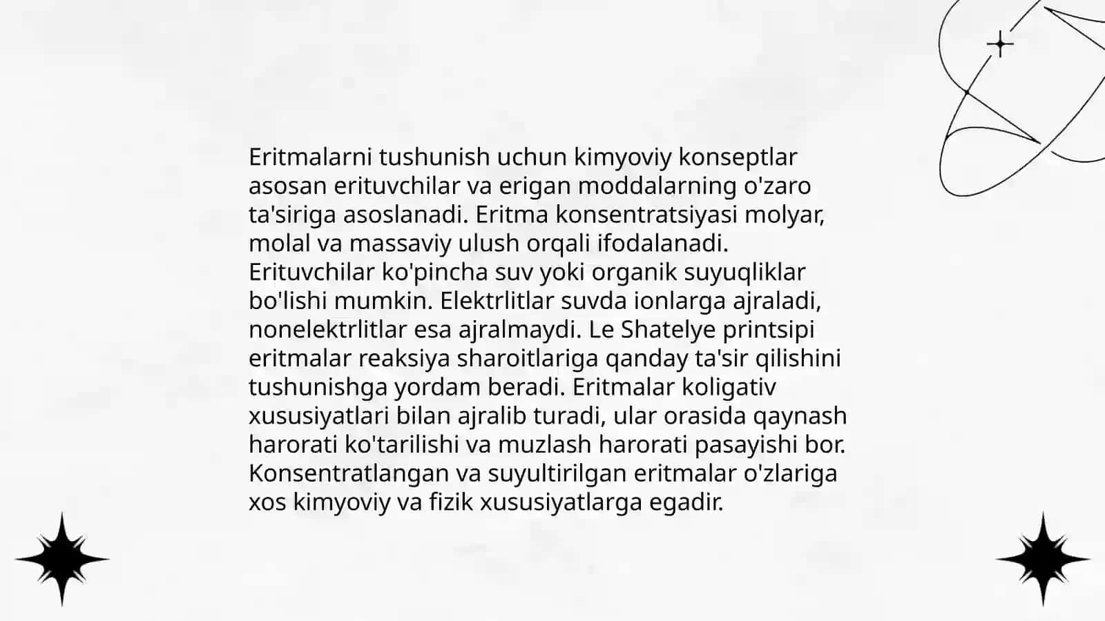 Eritmalar hosil bo'lishi va ularning konsentratsiyalari - Yusupov Samandar 4
