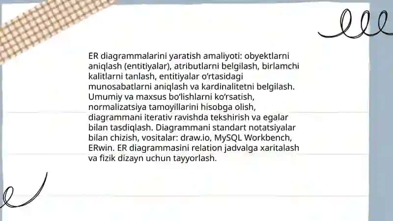 Amaliyotda Ma’lumotlar Bazasini Qurishda Ma’lumotlar Modeli 4